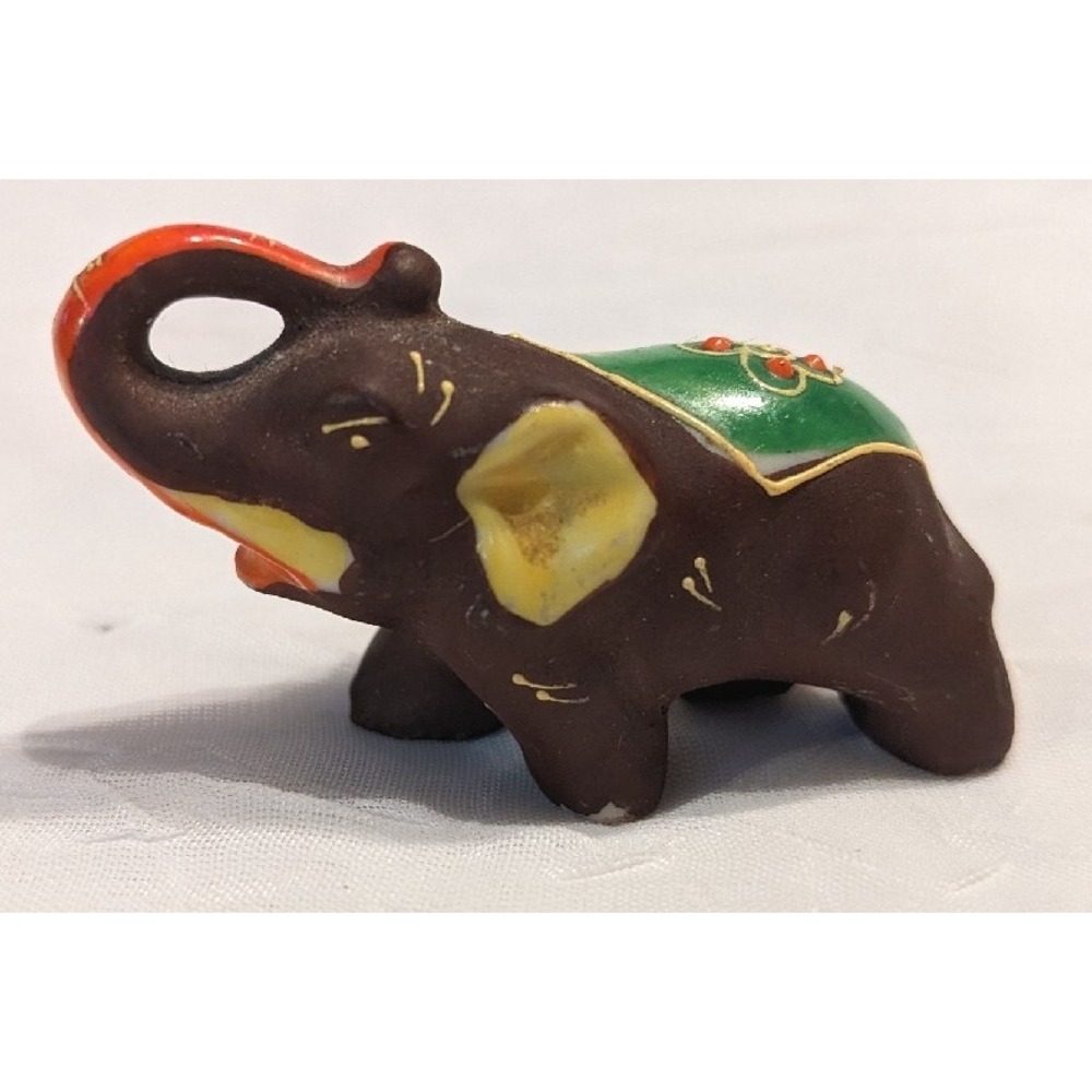 4 Elephants Figurines Trunk Up Moriage Ceramic Japan Resin Pink Gold Vtg Trinket - Picture 10 of 16